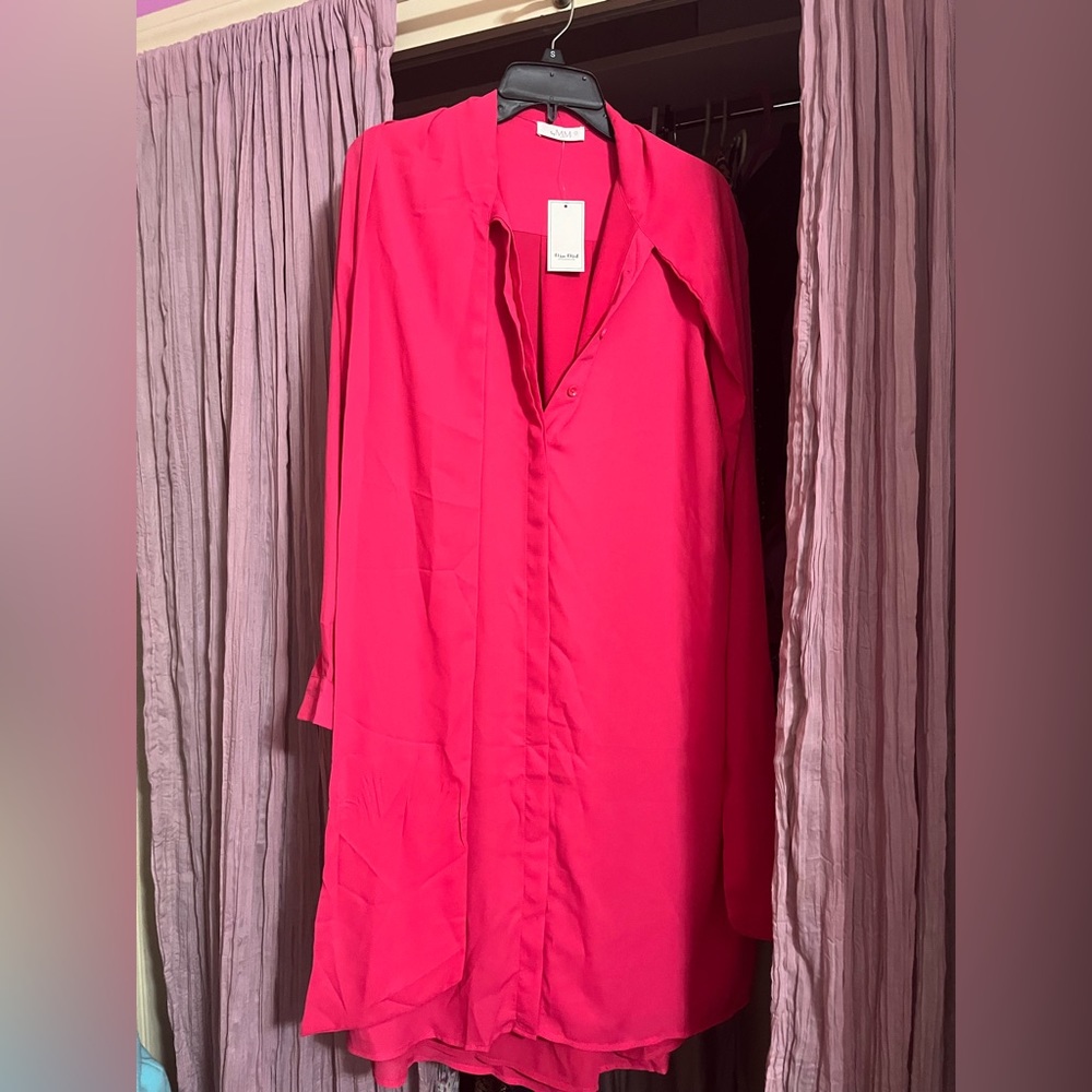 MiaMod bright pink button up dress, sizeL